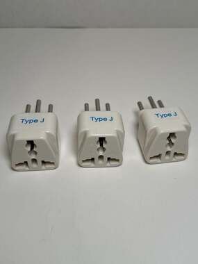 Ceptics Type J Switzerland Travel Plug Adapter Grounded 3-Pack